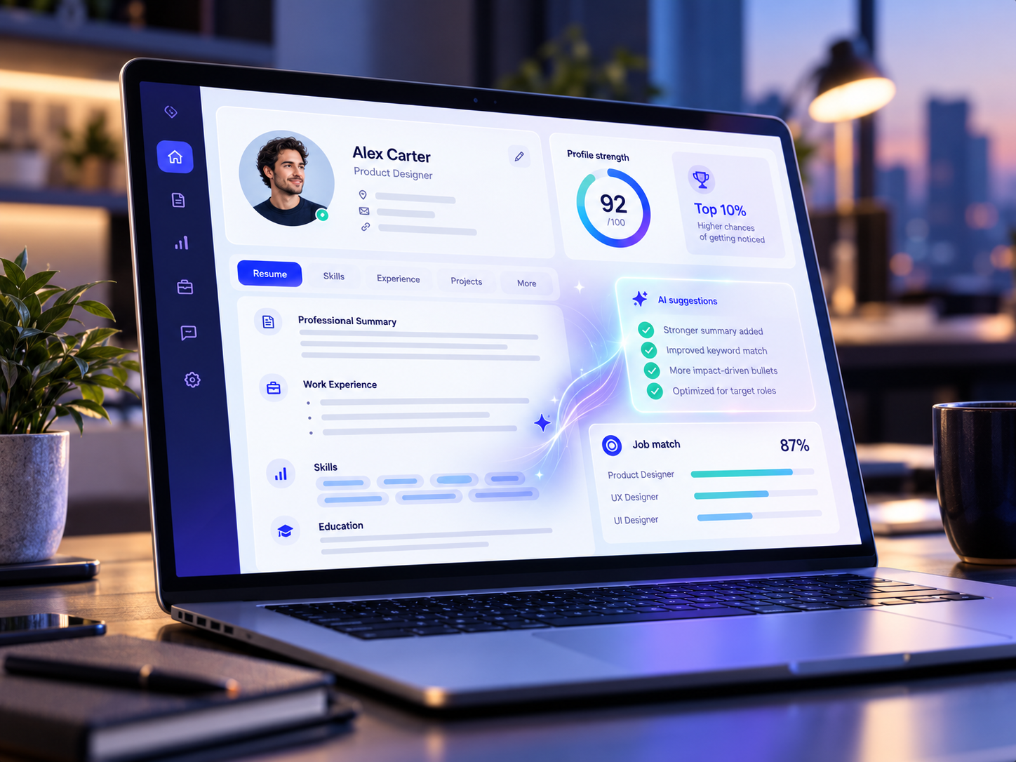 Candidate shaping a job-ready profile on Wenesly